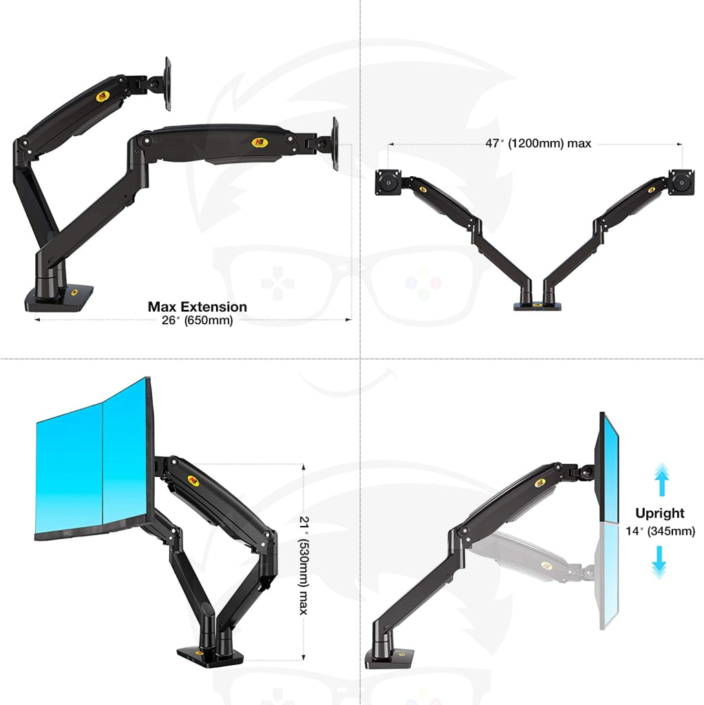NB North Bayou F195A Dual Monitor Desk Mount Stand Monitor Arm for Two Screens NB North Bayou F195A Dual Monitor Desk Mount Stand Monitor Arm for Two Screens